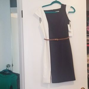 NWT Calvin Klien Suit Dress Navy and White Size 2
